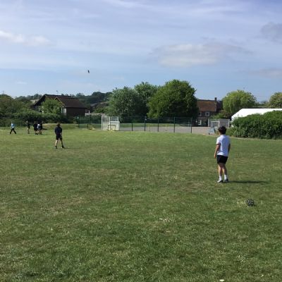 Playing frisbee